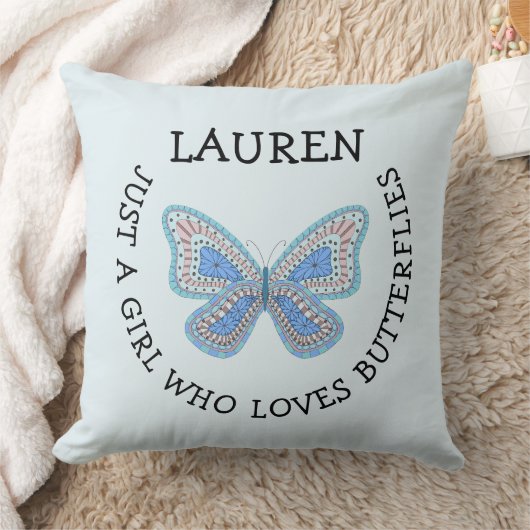 Gewoon een meisje dat van vlinders houdt kussen (Deken)