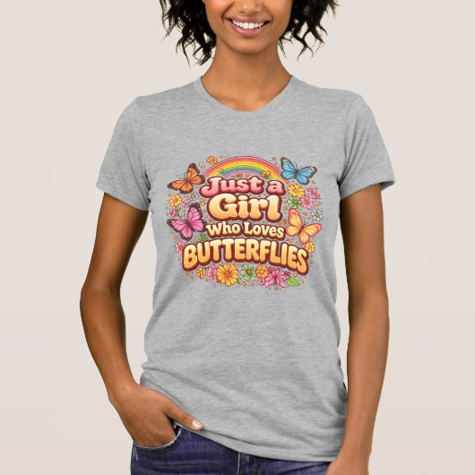 Gewoon een meisje dat van vlinders houdt – Schatti T-shirt (Voorkant)