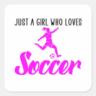 gewoon een meisje dat van voetbal houdt vierkante sticker