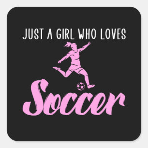gewoon een meisje dat van voetbal houdt vierkante sticker