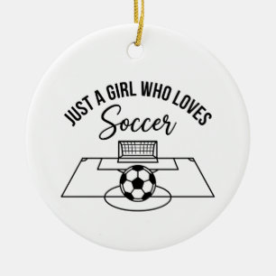 Gewoon een meisje dat van voetbal houdt, voetbalme keramisch ornament