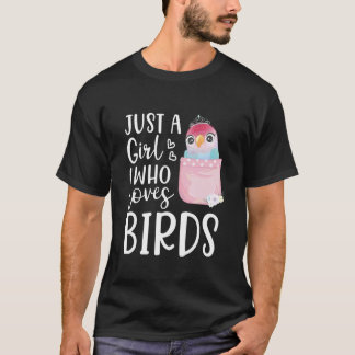 Gewoon een meisje dat van vogels houdt Schattige V T-shirt