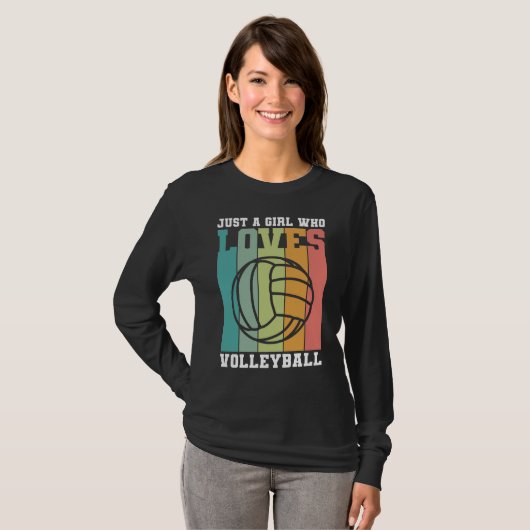 Gewoon een meisje dat van Volleyball houdt T-shirt (Voorkant volledig)
