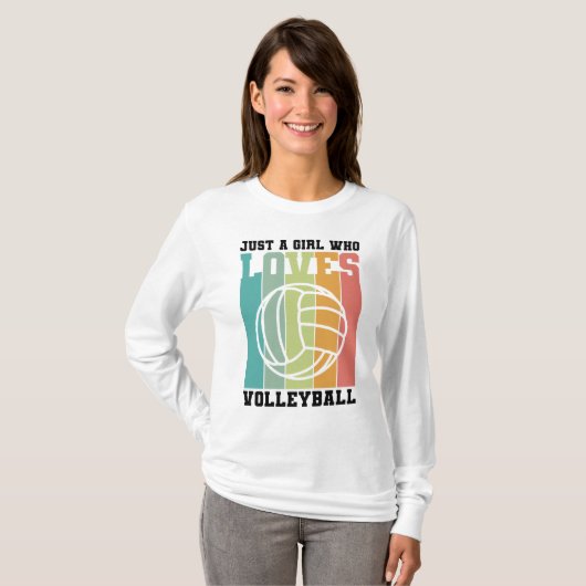 Gewoon een meisje dat van Volleyball houdt T-shirt (Voorkant volledig)