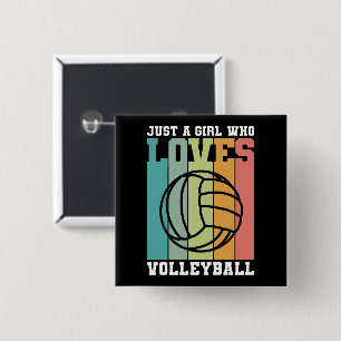 Gewoon een meisje dat van Volleyball houdt Vierkante Button 5,1 Cm