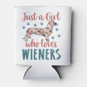 Gewoon een meisje dat van Wieners Dachshund Lover  Blikjeskoeler (Voorkant)