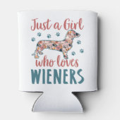 Gewoon een meisje dat van Wieners Dachshund Lover  Blikjeskoeler (Achterkant)