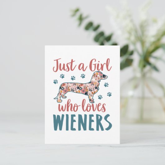 Gewoon een meisje dat van Wieners Dachshund Lover  Briefkaart (Staand voorkant)