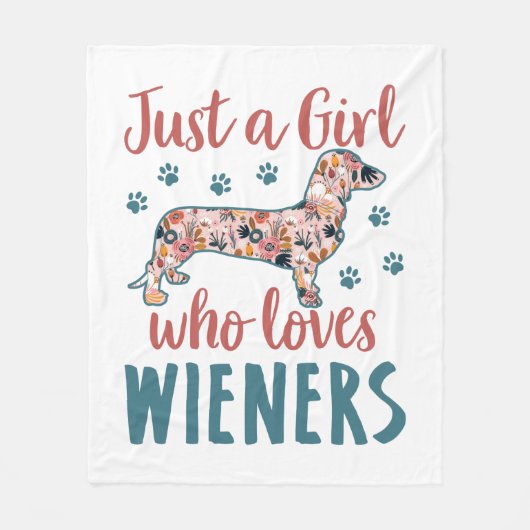 Gewoon een meisje dat van Wieners Dachshund Lover  Fleece Deken (Voorkant)