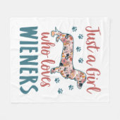 Gewoon een meisje dat van Wieners Dachshund Lover  Fleece Deken (Voorkant (Horizontaal))