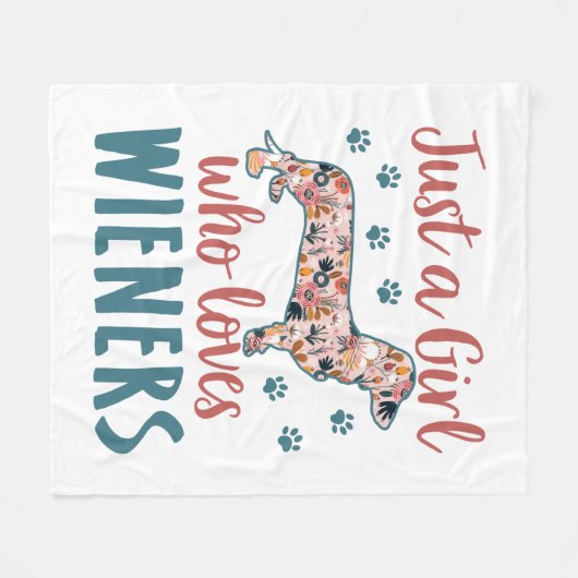 Gewoon een meisje dat van Wieners Dachshund Lover  Fleece Deken (Voorkant (Horizontaal))