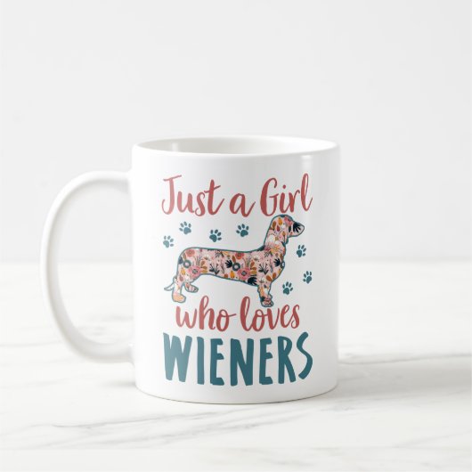 Gewoon een meisje dat van Wieners Dachshund Lover  Koffiemok (Links)