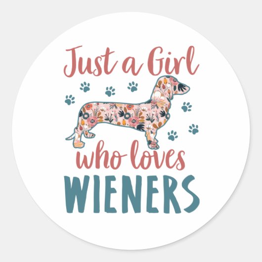 Gewoon een meisje dat van Wieners Dachshund Lover  Ronde Sticker (Voorkant)