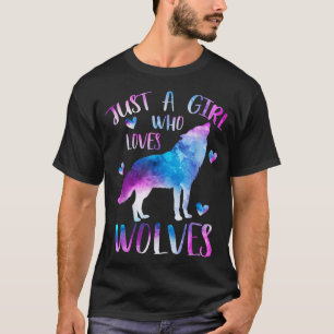 Gewoon een meisje dat van wolven houdt aquarel sch t-shirt