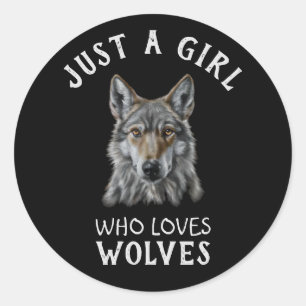Gewoon een meisje dat van wolven houdt ronde sticker