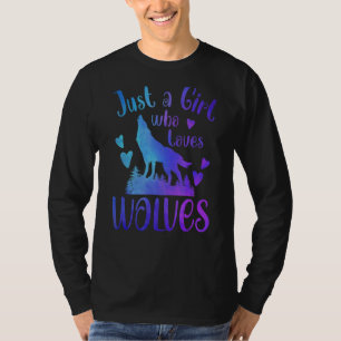 Gewoon een meisje dat van Wolven Wolf Moon Gr hou T-shirt