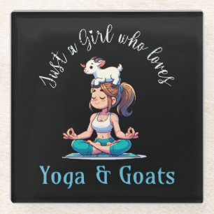 Gewoon een meisje dat van Yoga en Geiten houdt Glazen Onderzetter