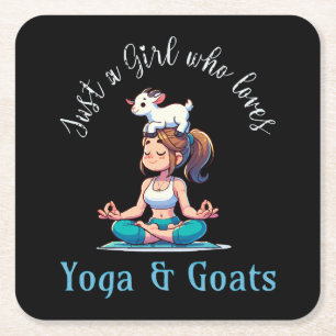 Gewoon een meisje dat van Yoga en Geiten houdt Vierkante Kartonnen Onderzetter
