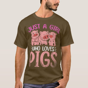Gewoon een meisje dat varkens boerderijdier cute v t-shirt