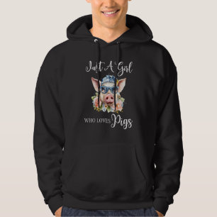 Gewoon een meisje dat varkens koele brillen bloeme hoodie