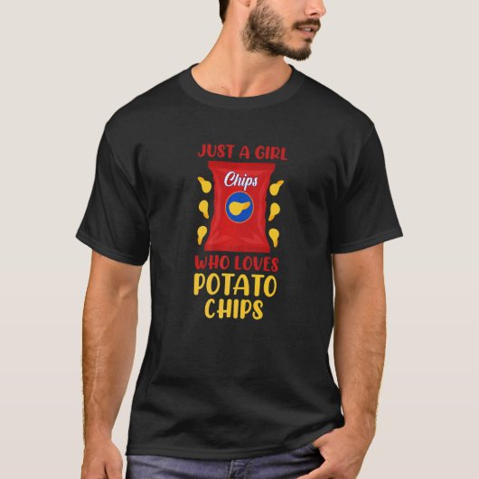 Gewoon een meisje die houdt van aardappelchips sna t-shirt (Voorkant)