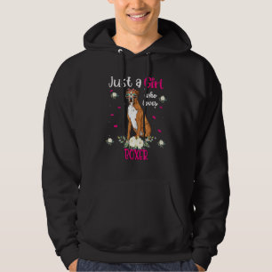 Gewoon een meisje die houdt van bokser hond bloeme hoodie