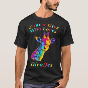 Gewoon een meisje die houdt van Giraffes in regenb T-shirt