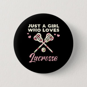 Gewoon een meisje die houdt van Lacrosse Lax spele Ronde Button 5,7 Cm