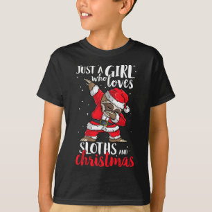 Gewoon een meisje die houdt van luiaards kerst Sch T-shirt
