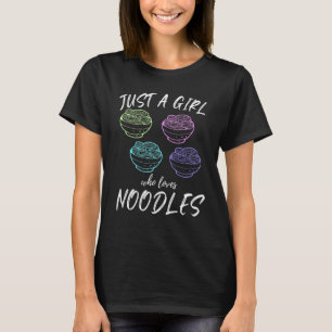 Gewoon een meisje die houdt van noedels eten thema t-shirt