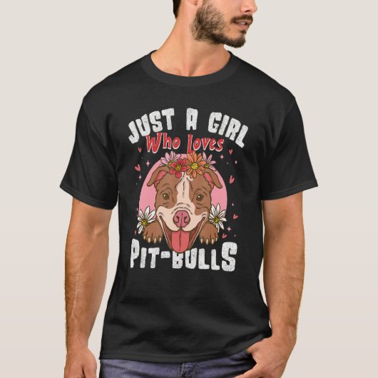Gewoon een meisje die houdt van pitbulls hondenlie t-shirt (Voorkant)