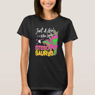 Gewoon een meisje die houdt van Stegosaurus meisje T-shirt