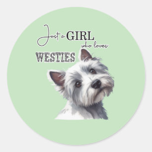 Gewoon een meisje die houdt van Westies Schattige  Ronde Sticker