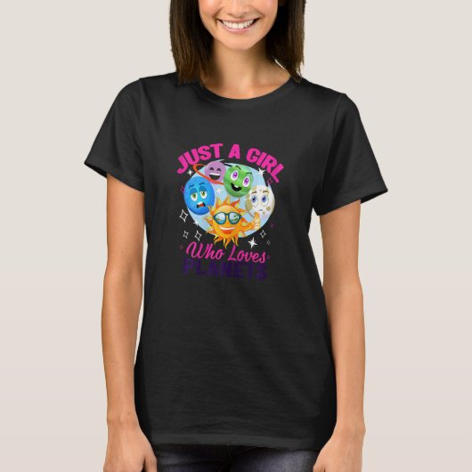 Gewoon een meisje die houdt van zonnestelsel plane t-shirt (Voorkant)