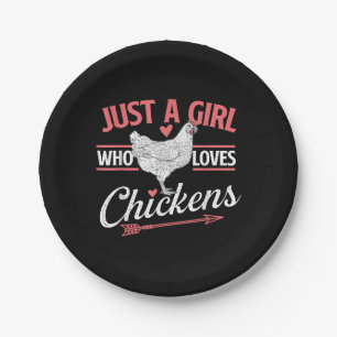 Gewoon een meisje die van kippen houdt - Chicken L Papieren Bordje