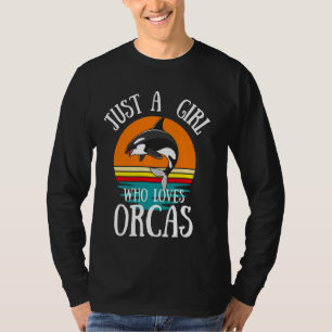 Gewoon een meisje die van Orka's Retro Sunset Long T-shirt