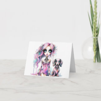 Gewoon een meisje en haar Dachshund Dog Kaart