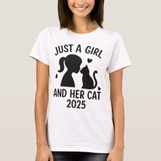 Gewoon een meisje en haar kat 2025 kattenliefhebbe t-shirt