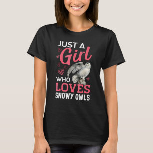 Gewoon een meisje houdt van sneeuw uil vogel dier t-shirt
