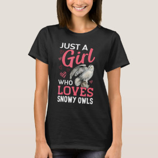 Gewoon een meisje houdt van sneeuw uil vogel dier t-shirt