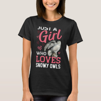 Gewoon een meisje houdt van sneeuw uil vogel dier t-shirt