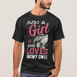 Gewoon een meisje houdt van sneeuw uil vogel dier t-shirt
