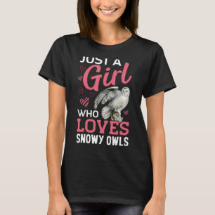 Gewoon een meisje houdt van sneeuw uil vogel dier t-shirt