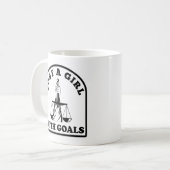 Gewoon een meisje met doelen grappige advocaat stu koffiemok (Voorkant links)