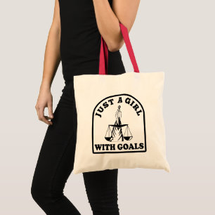 Gewoon een meisje met doelen grappige advocaat stu tote bag