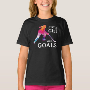 Gewoon een meisje met doelen Hockey Watercolor T-s T-shirt