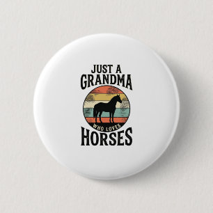Gewoon een oma die van paarden houdt vintage ontwe ronde button 5,7 cm