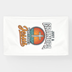 Gewoon een opa die Jezus liefheeft Vintage Cross S Spandoek