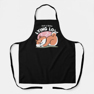 Gewoon een Shiba die laag ligt: Mooie Shiba Inu-on Schort