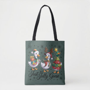 Gewoon een vrolijke gans patchwork Kerst eend grap Draagtas